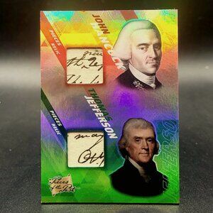 2021 Pieces Of The Past JOHN HANCOCK THOMAS JEFFERSON Handwritten Dual Cut Relic